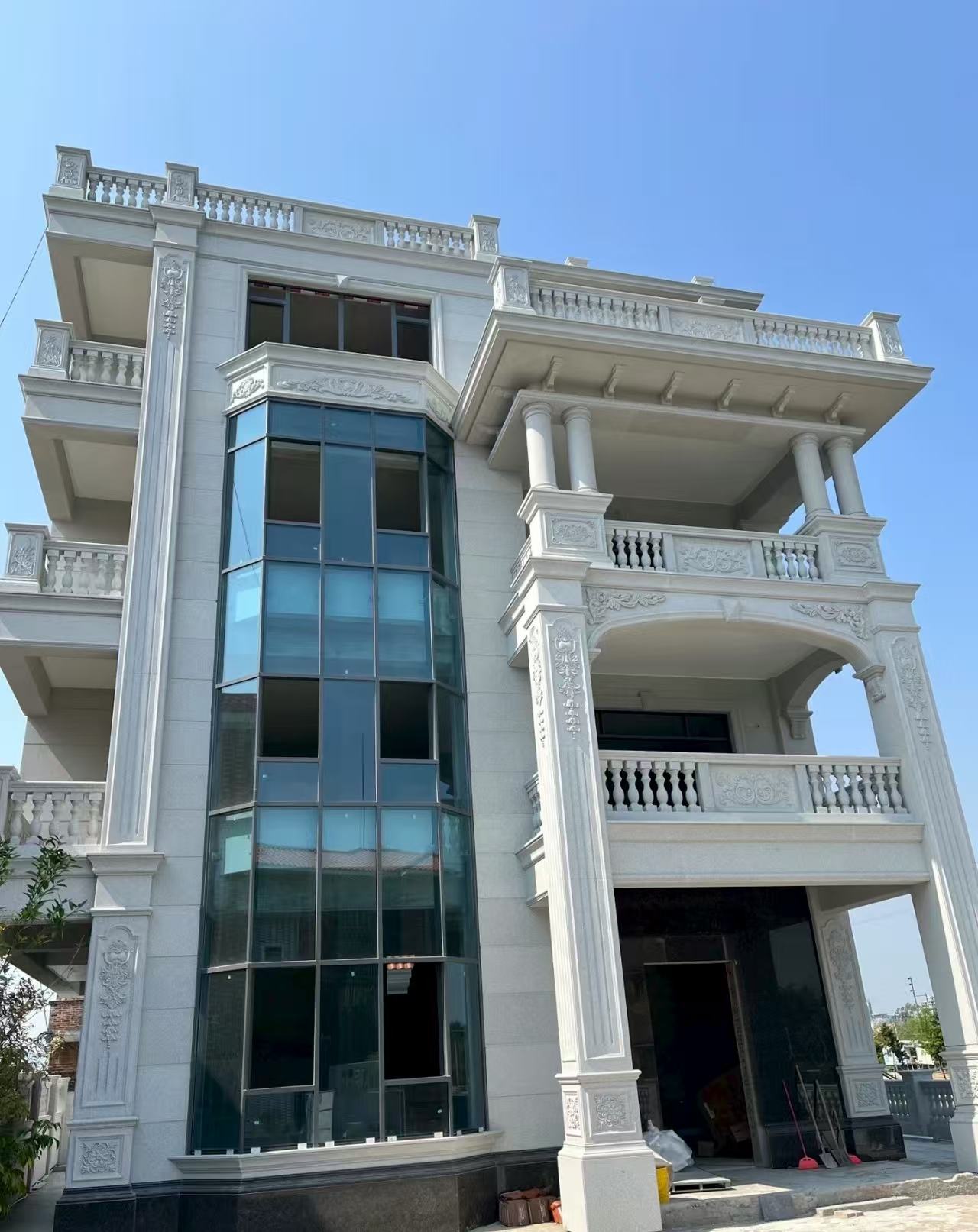 汕头 芝麻白花岗岩别墅外墙干挂效果展示