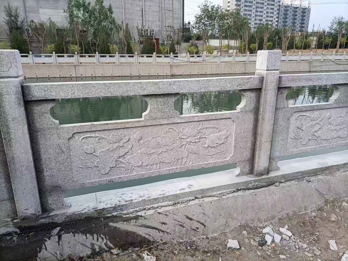 汕头 芙蓉白大花桥梁、河道，石材栏杆、围栏、护栏