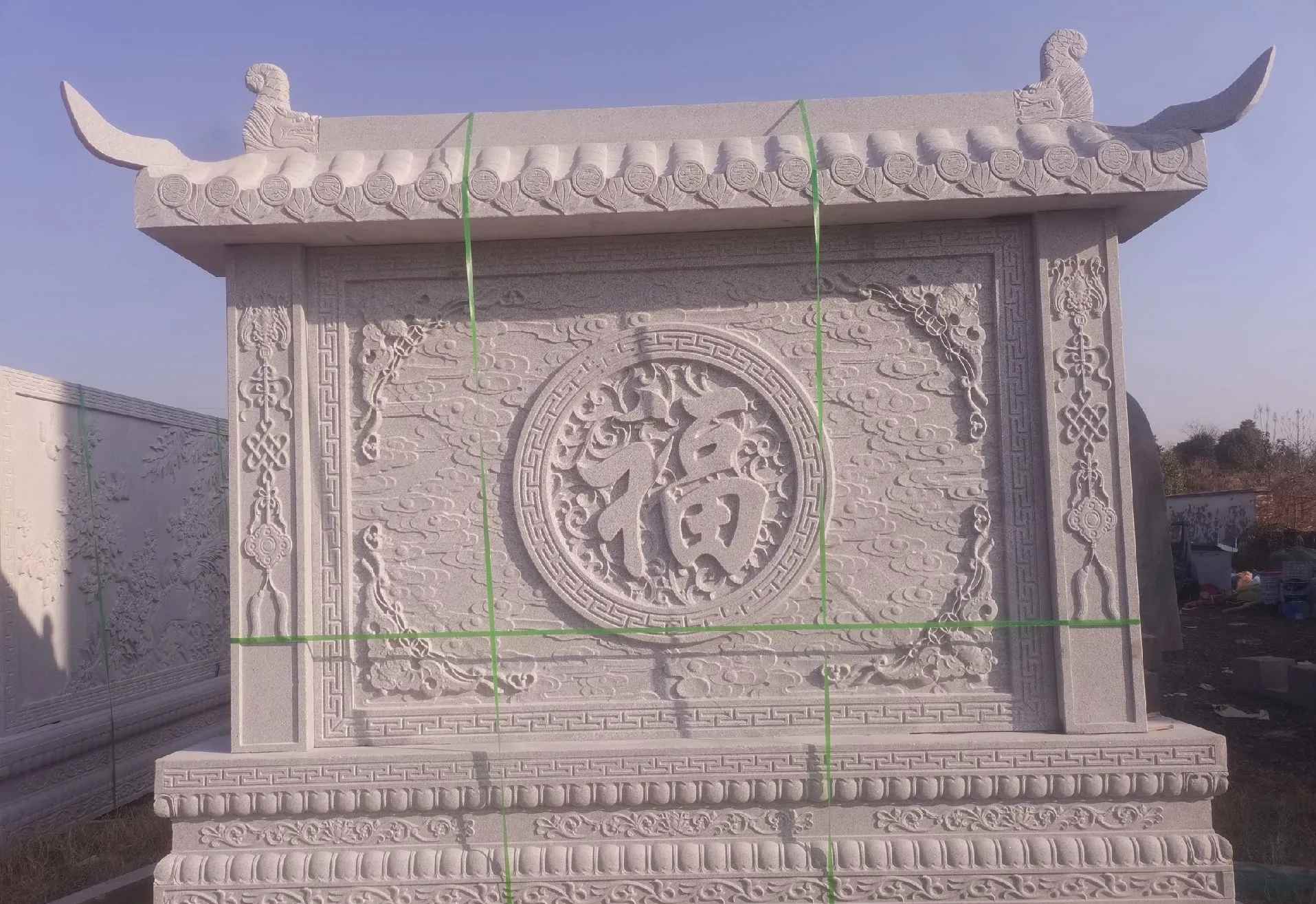 汕头 芝麻白花岗岩屏风，照壁，影壁